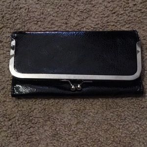 Faux patent leather wallet with change purse